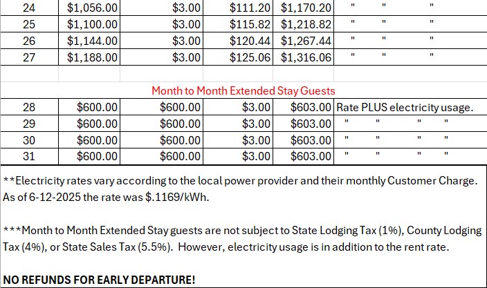 Month to Month Extended Stay Rates